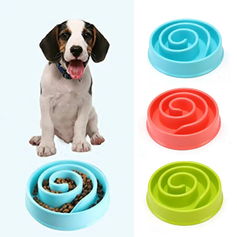 Pet Dog Cat Slow Feeder Water Bowl Puppy Anti Slip Choke Gulp Feed