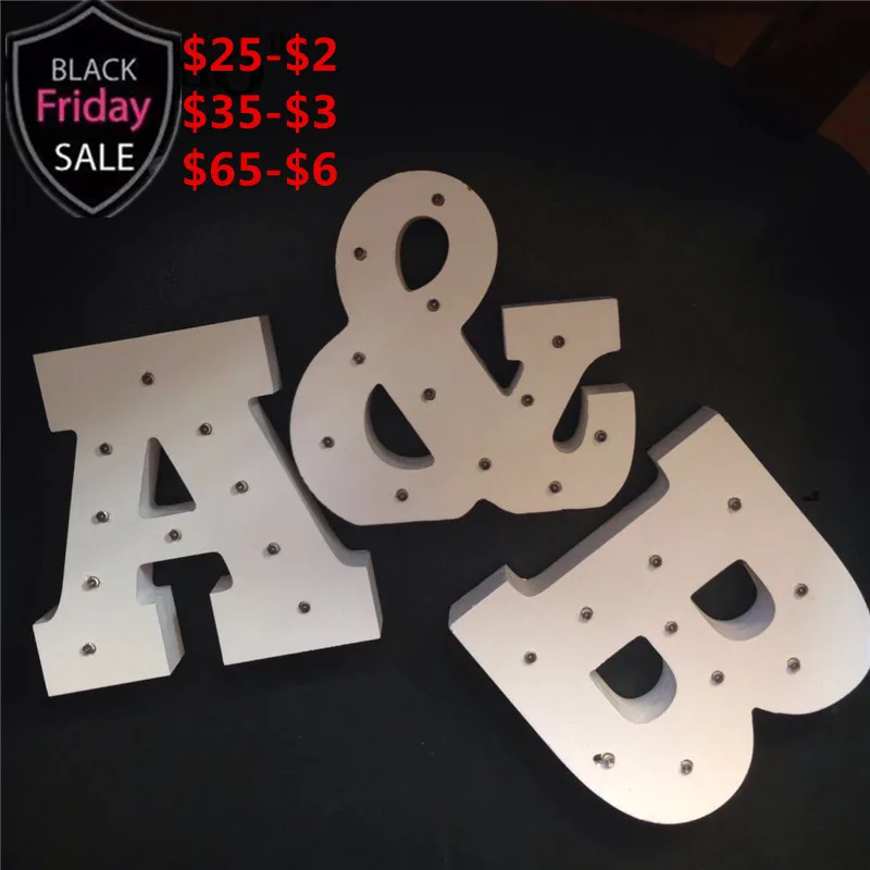 Comprar De Madera de 26 letras del alfabeto LED marquesina luz de noche lámpara LED crecer Luz de decoración de pared para dormitorio de los niños de la boda decoración