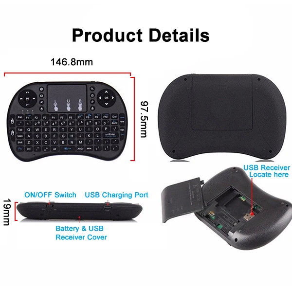 Mini 2 4GHz Wireless Keyboard Air Mouse Touchpad for PC Office Smart TV SD998