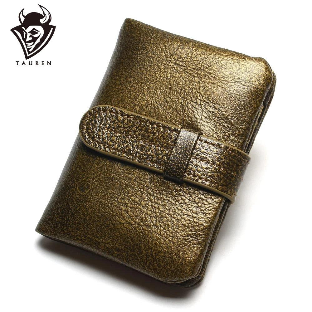 

100% Luxury Vintage Casual Real Genuine Cowhide Oil Wax Leather Men Gloden Color Wallet Wallets Purse Coin Pocket Male Zipper