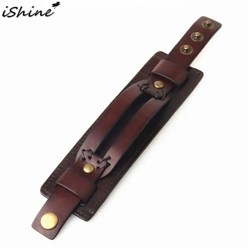 

New Manual Lacing Wrist Strap Leather Bracelet Rock Punk Wide Leather Mens Wrist Band Strap Bracelet Handmade Fashion Jewelry