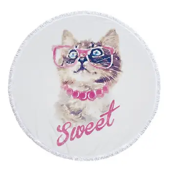 

Printed Lovely Animal Beach Towel Round Microfiber Beach Towels Large Blanket Picnic Yoga Mat Sunbath Bath Towels Table Cloth