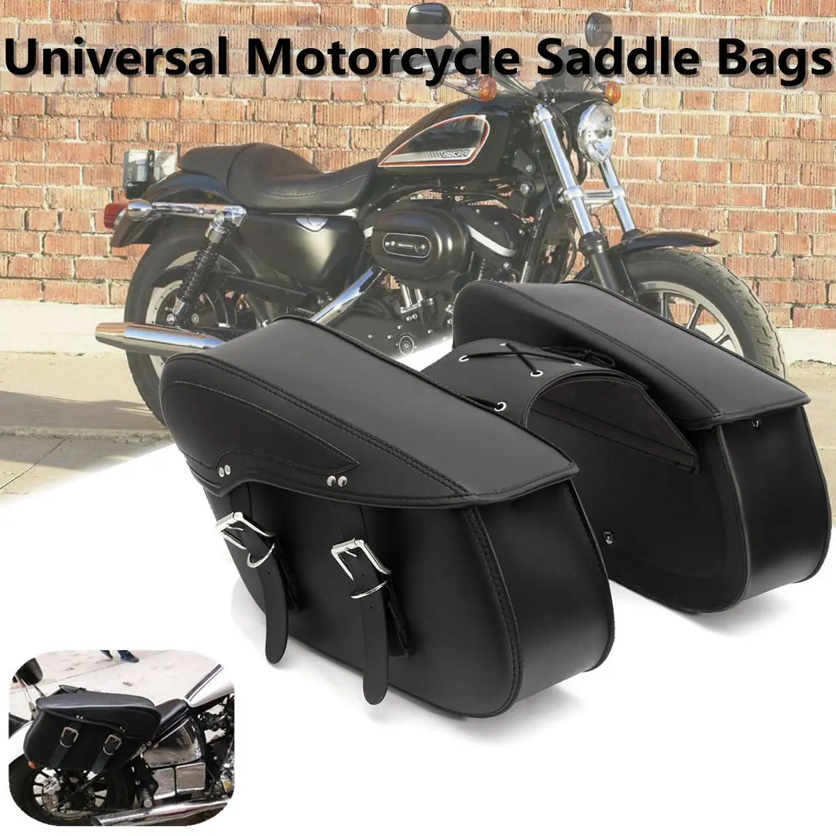 

Universal PU Leather Motorcycle Saddle Bags Rider Motorbike Panniers Luggage Saddlebags Motor Tool Storage Bags