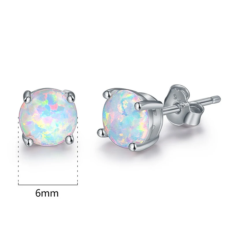 Hot Sale 2020 New Arrival White 1Pair Blue Beautiful Green Allergy Free Unique Cute Earring Wedding 6MM Round Earring