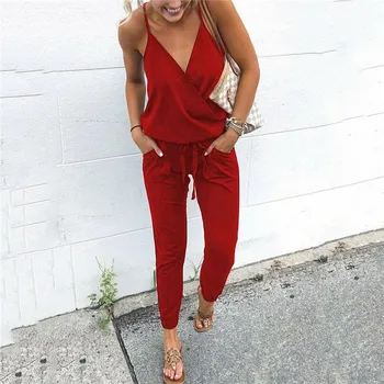 

Summer Rompers Womens Jumpsuit Women Ladies Clubwear Summer Playsuit Bodycon Party Jumpsuit Romper Trousers Sleeveless V-neck