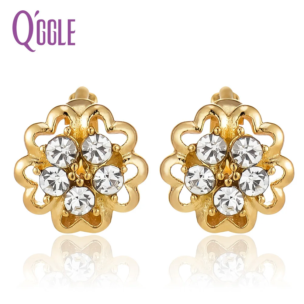 GGGLE Gold серьги-кольца цветок Кристалл Rhinestone Серьги модные украшения для женщин |