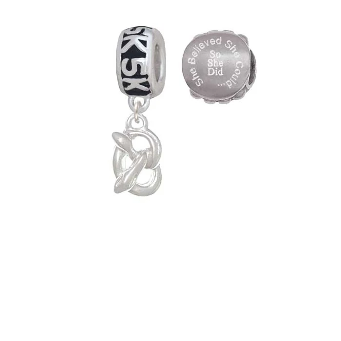 Silvertone 3-D Pretzel 5K Run She Believed Could Charm Beads (Set of 2) |