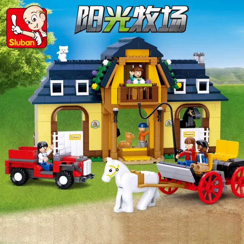 

Sluban B0560 Ranch Horse Farm Carriage Paddock Car 3D Model 526pcs DIY Building Blocks Bricks Assembly Toy fit Legoings no Box