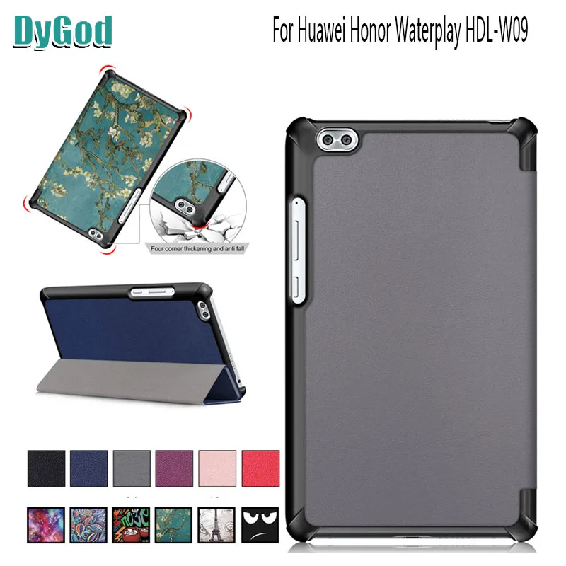 

DyGod New 8'' For Huawei Honor Waterplay HDL-W09 Tablet Case Leather Magnetic Litchi Texture Slip-resistant Protective Cover