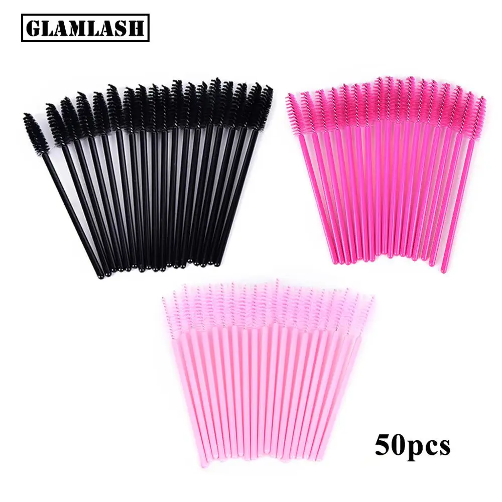 

GLAMLASH Wholesale 50Pcs disposable Micro Mascara wand eyelash extension cleaning brush lash eyebrow brush Applicator Spoolers