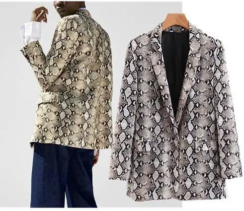 

Early Autumn New Pattern Blogger Recommend Snake Printing Small Suit
