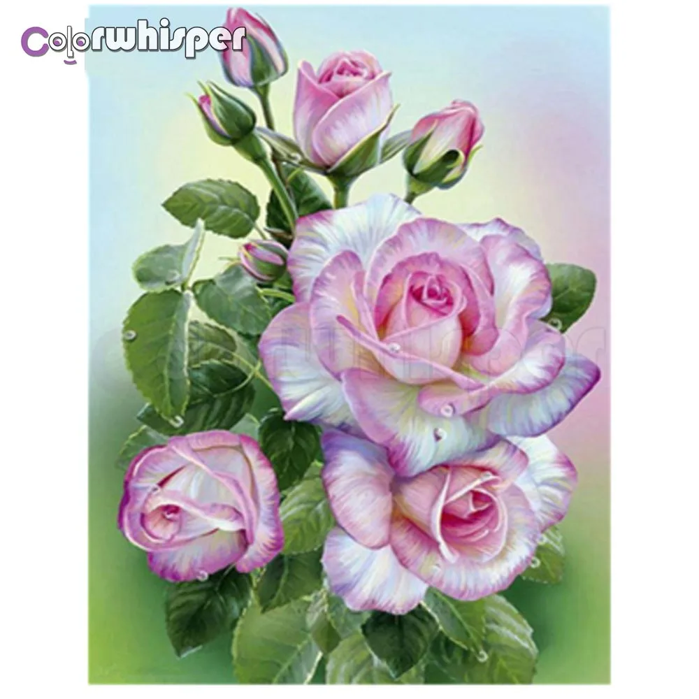 

Diamond Painting 5D Full Square/ Round Drill Pink Flowers Rose 3d DIY Daimond Painting Picture Embroidery Cross Stitch Z158