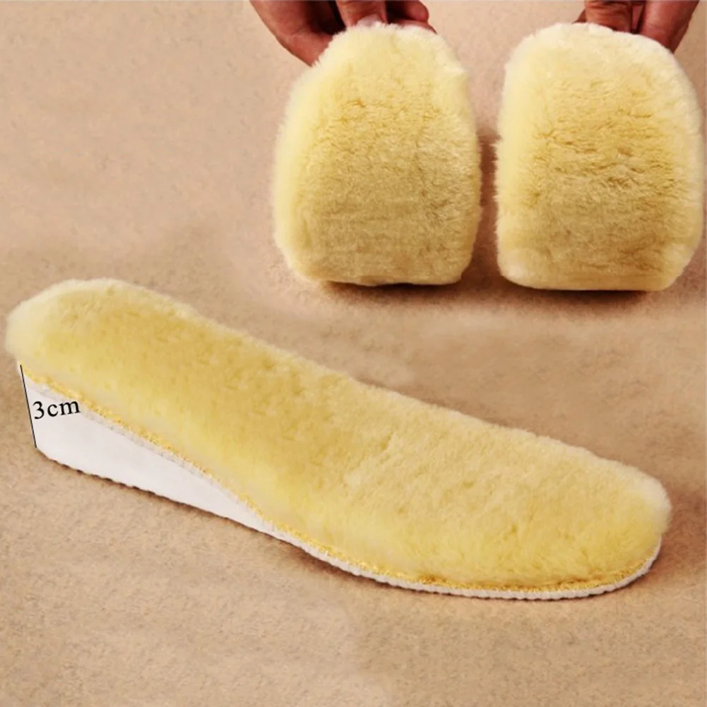1 Pair Super Cozy Wool Height Increase Insole Winter Thick Sheepskin