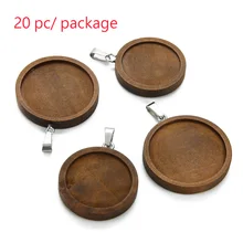 20 шт. база DIY Круглый Кулон аксессуары лоток Кабошон деревянные унисекс ювелирные изделия ожерелье 25 мм/30 мм#02