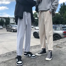 Men's Trousers 19 Spring New Solid Color Loose Trousers Youth Casual Pants  Full Length Ankle-Length Formal Normcore/Minimalist