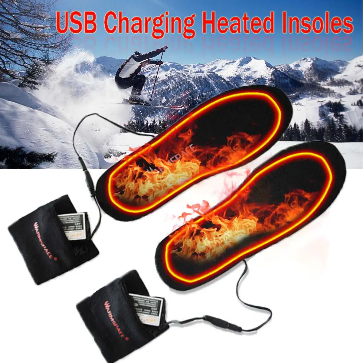 

Electric Heated Insoles Winter Men Women Heated Shoe Inserts Charged Insoles for Shoes Boot Warm Socks USB Charging Cables
