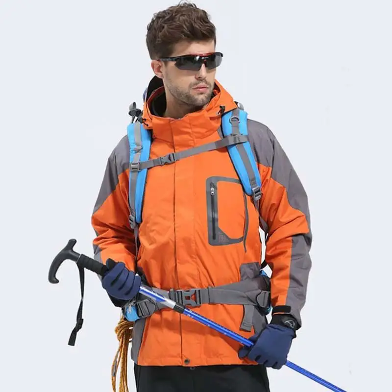 

2 in 1 Winter Men Hiking Mountain Climbing Jacket Outdoor Fleece Windbreaker Waterproof Jackets Trekking Coat Detachable Inner
