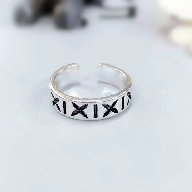 

1Pcs 925 Silver Vintage Geometric X Pattern Symbol Rings Open Finger Triangle Ring Jewelry Lucky Rings Set For Women Party