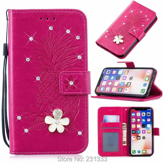 C-ku 3D Diamond Pineapple Wallet Leather Pouch Case For Huawei P30 PRO P20 P10 P9 P8 LITE 2017 MATE 10 Stand ID Card Skin 100pcs | Мобильные