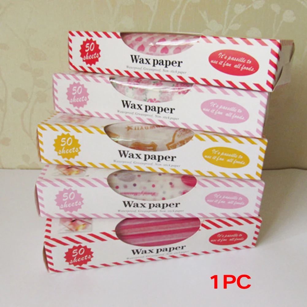 

50pcs/set Wax paper Fries Bread Sandwich Burger Snack Tools Baking Grease Cake Packaging Oil Proof Waterproof Food Wrapping #05