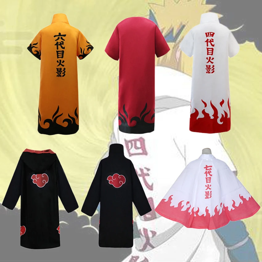 

Anime Uzumaki Naruto 4th 6th Hokage Cloak Cosplay Costumes Cape Robe Gown Namikaze/Minato/Akatsuki/Uchiha/Itachi/Kakashi