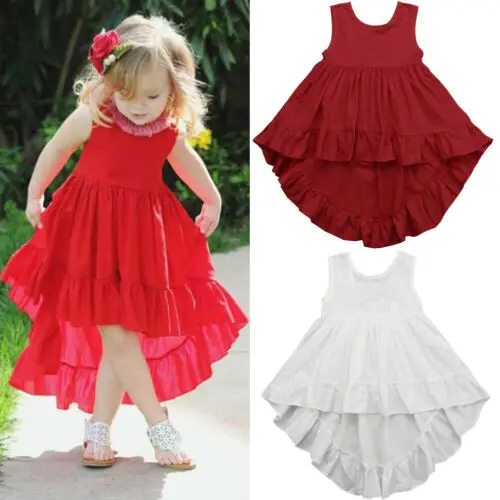 

Summer Casual Cute Dress Clothing Princess Girls Toddler Kids Baby Girls Party Dress Sundress Sleeveless Solid Ruched Clothes