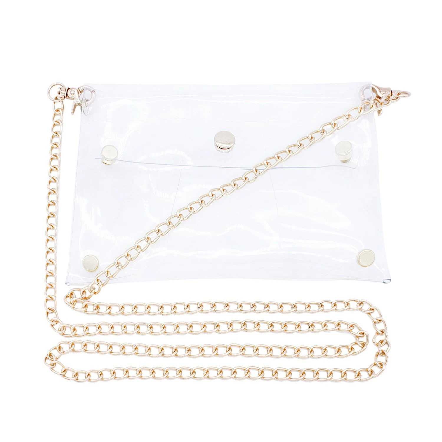 

Transparent Shoulder Bag Pvc Messenger Clear Cross Body Bags With Gold Chain Bag
