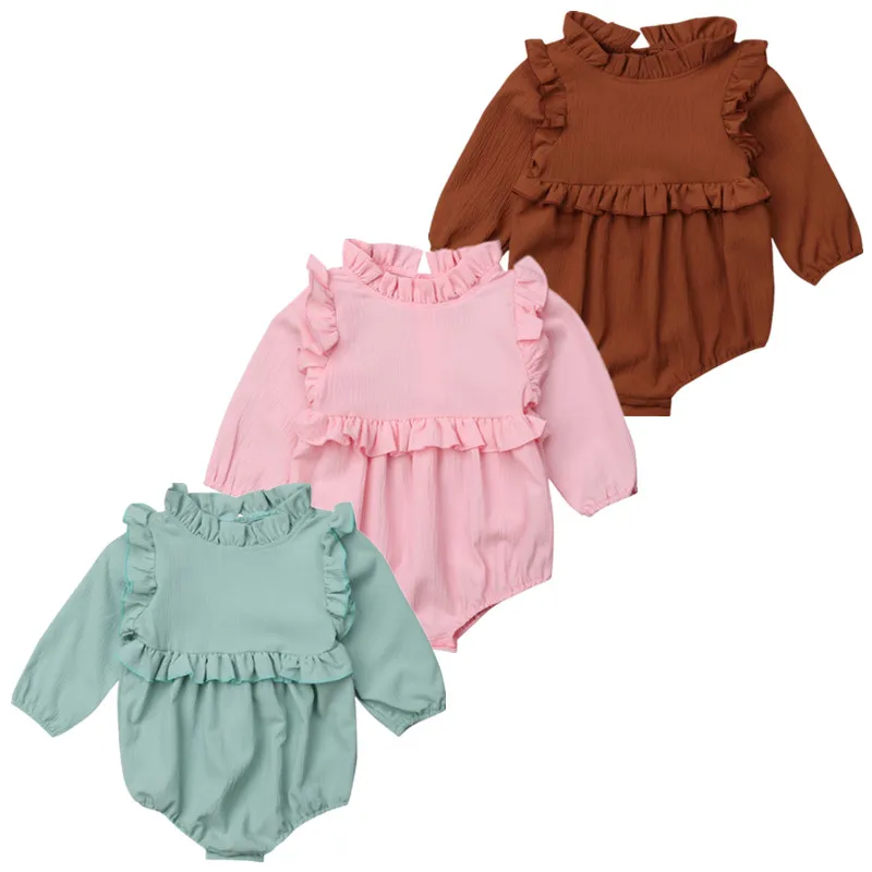 Newborn Baby Girls Princess Cotton Tops Long Sleeve Ruffles Romper Jumpsuit Outfits Clothes | Детская одежда и обувь