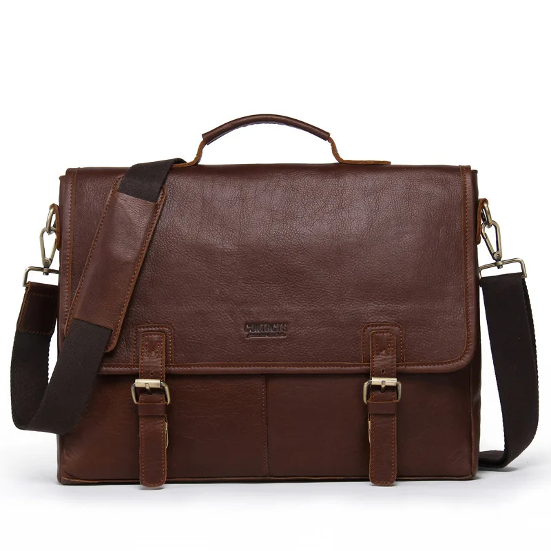 

Real Cowhide Men's Briefcase Business Casual Shoulder messenger Bag Crossbody Wrapped Leather Retro Laptop Bag Luxury Quality