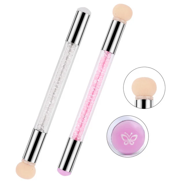 

Nail Art Seal Pen With Diamond Smudge Print Pen Mini Print Tool Sponge Silicone Pen