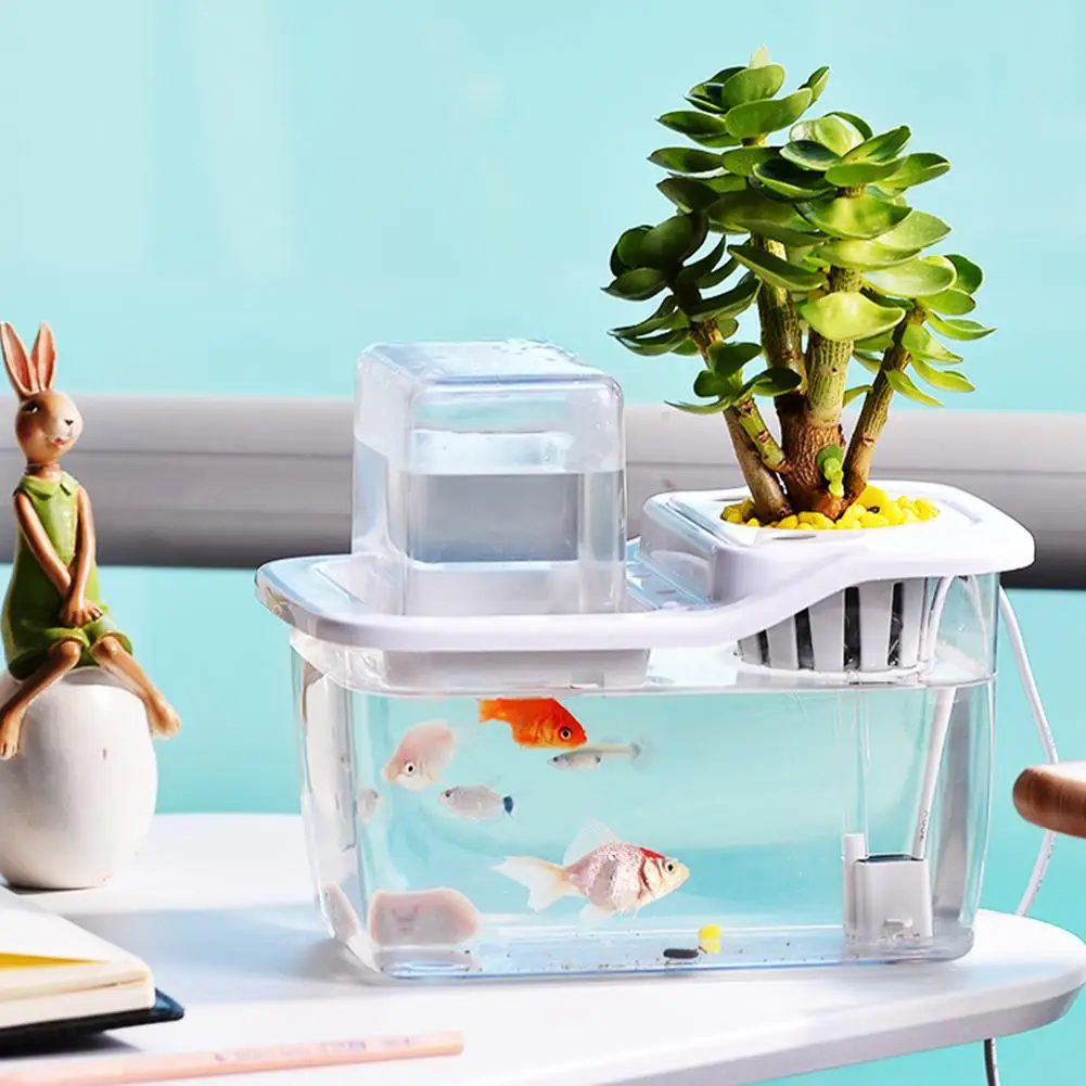 

AsyPets Desktop Mini Aquaponics Fish Tank with Automatic Circulation System for Home Office Decor