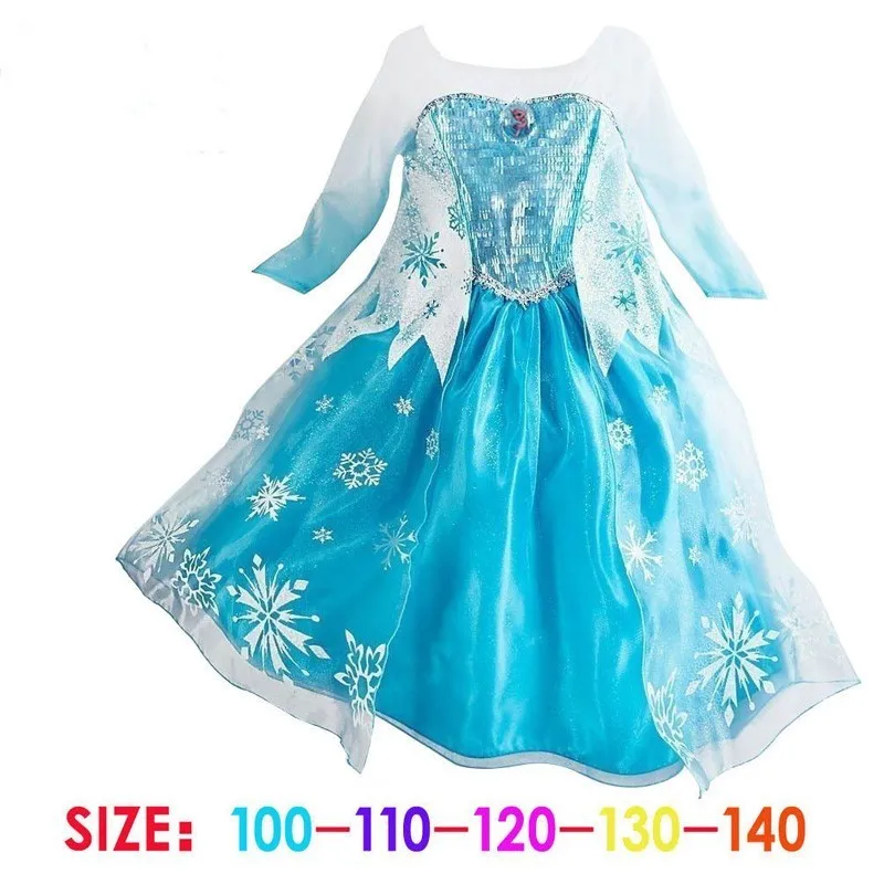 Elza Cosplay Snow Queen Elsa Dresses Frozen Princess Anna Elsa Dress for Girls Costumes Kids Girls Clothing Elsa Party Set