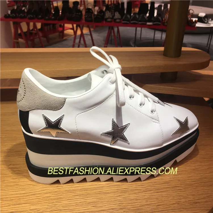 

Ins Hot Stars Platform Flats Spring Autumn Genuine Leather Shoes Woman Casual Shallow Square Toe Lace Up Flats Mujer Shoes