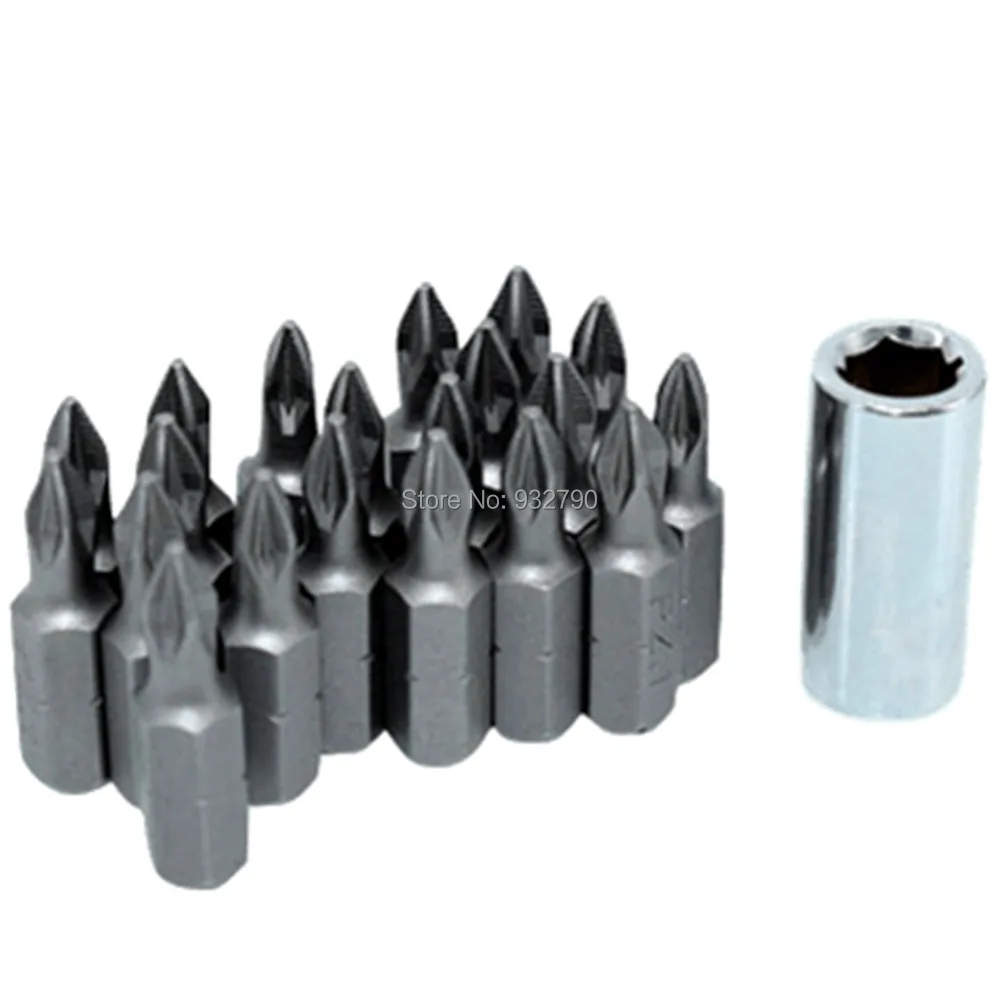 Отвертка Phillips Pozi Pozidrive 20 шт. 25 мм бит PH2/PZ1/PZ2/PZ3 + 1/4 &quotКвадратный привод на 1/4&quot