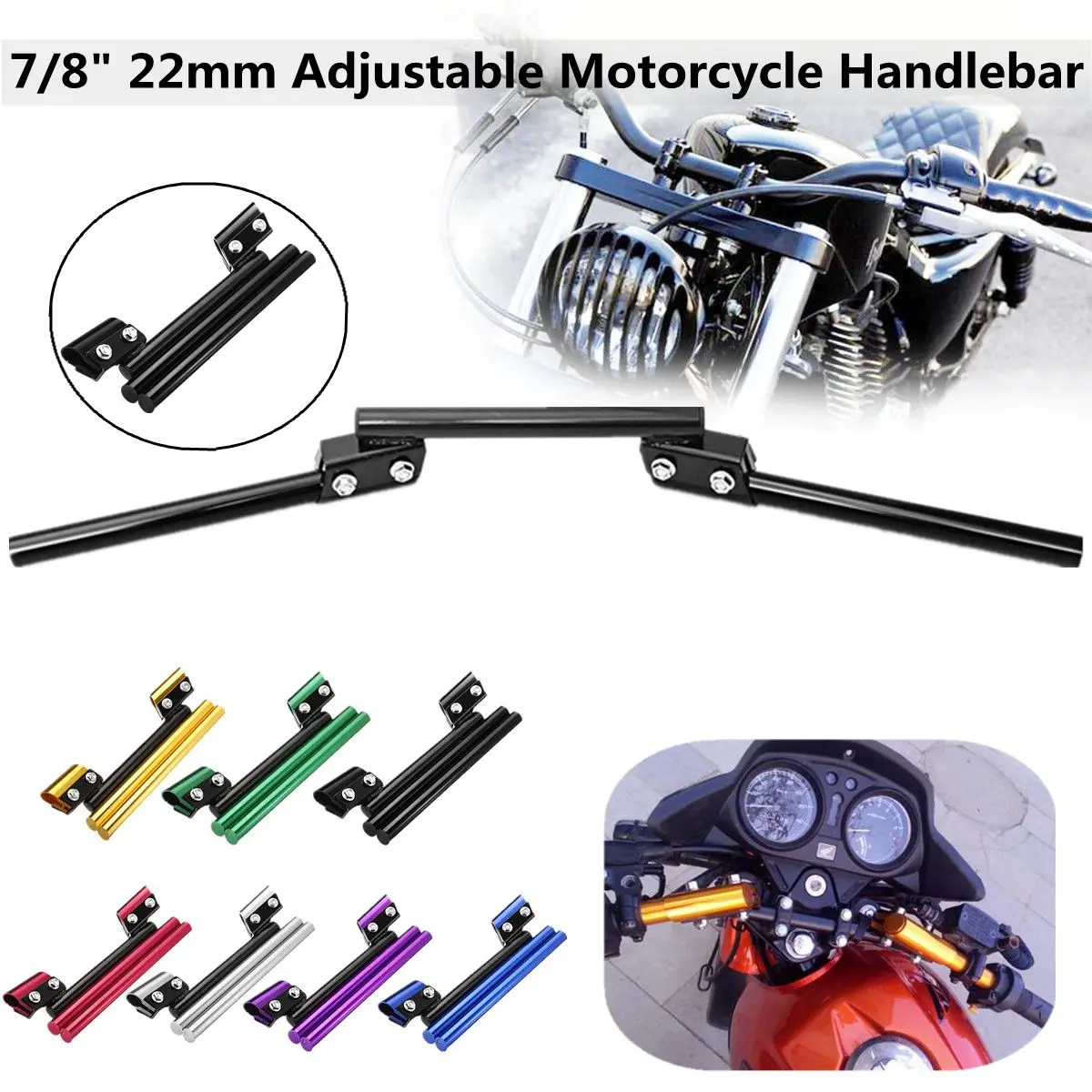 

Universal 7/8" / 22mm Motorcycle Handlebars Aluminium Bike Drag Bar Handle Bars for Honda/Suzuki