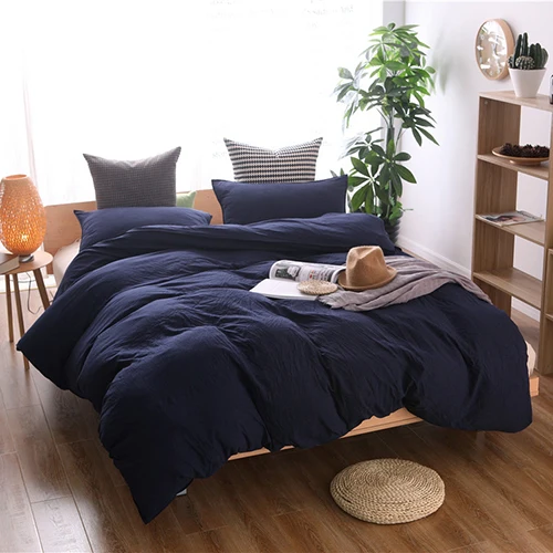 EBEIZZI 2-3pcs 2019 New Style Pure Color Washed Cotton Brand Production Pastoral Fashion Bedding Bed Duvet Cover | Дом и сад