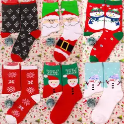 Женские рождественские Рождественские снежинки олени зимние носки удобные теплые хлопковые носки