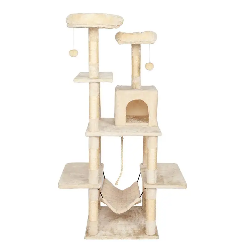 

Multi-level Cat Tree Stable Two Platforms Posts Comfortable Cat Activity Tower Hammock Pet House Furnifure