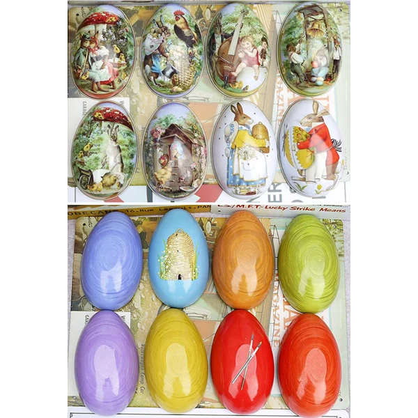 

European Style Pattern Decor Hollow Easter Egg Tin Candy Box - 8 pcs/set (Random Style)