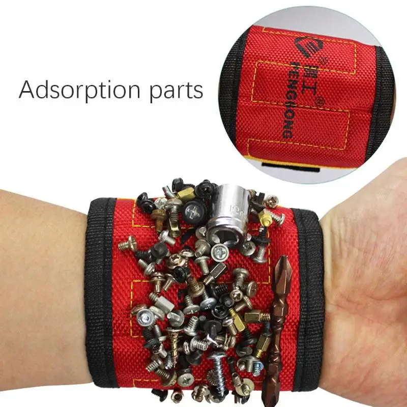 

Polyester Magnetic Wristband Portable Tool Bag Electrician Wrist Tool Belt Screws Nails Drill Bits Holder Repair Tools