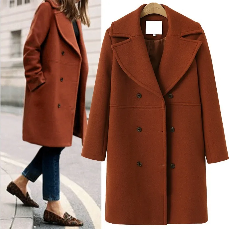 Long Woolen Coat Women Winter Coats Blend Female Elegant Outwear 2018 ...