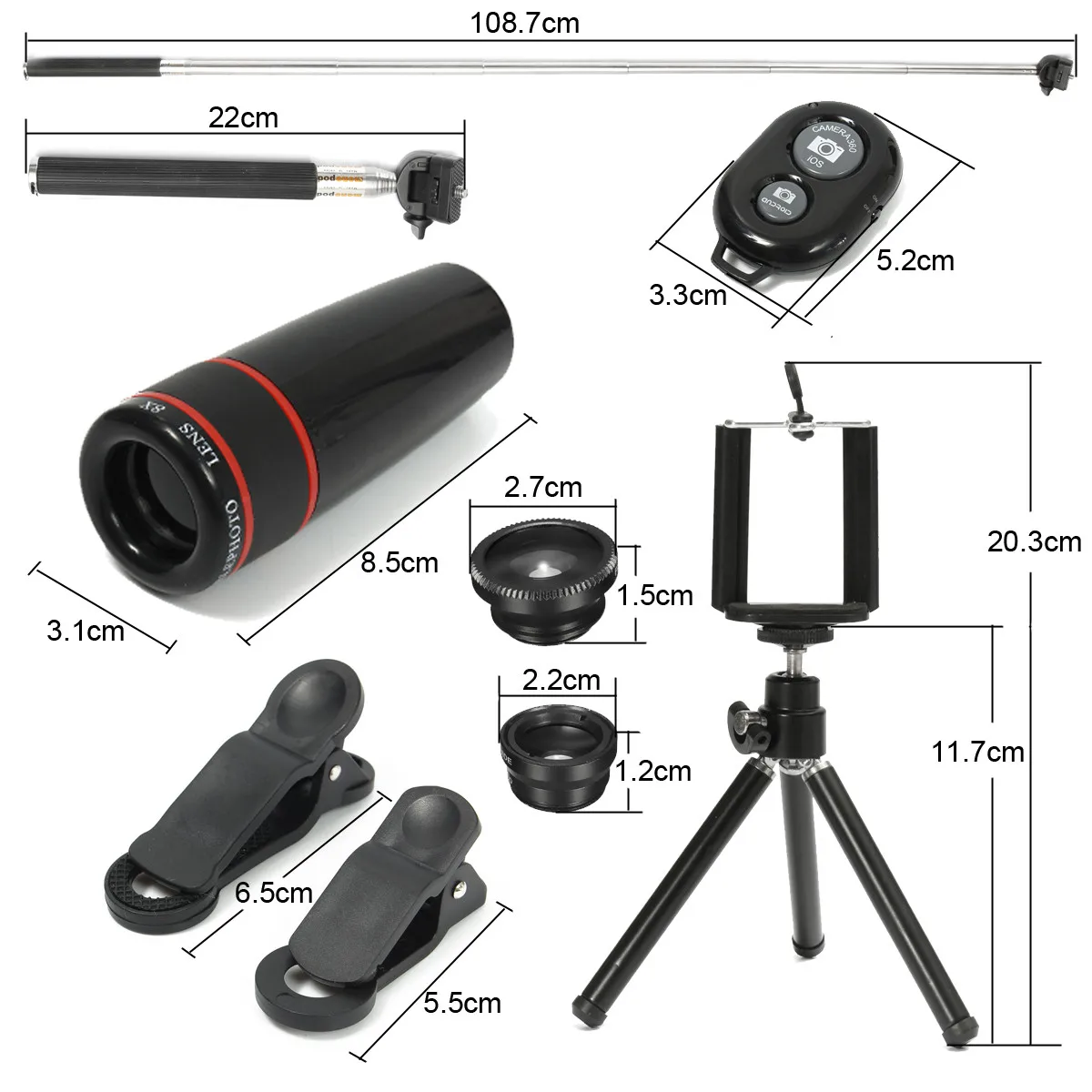 Все в 1 аксессуары телефон объектив камеры Топ Дорожный комплект камера смартфона Лен телескоп для iPhone для samsung для htc для HUAWEI