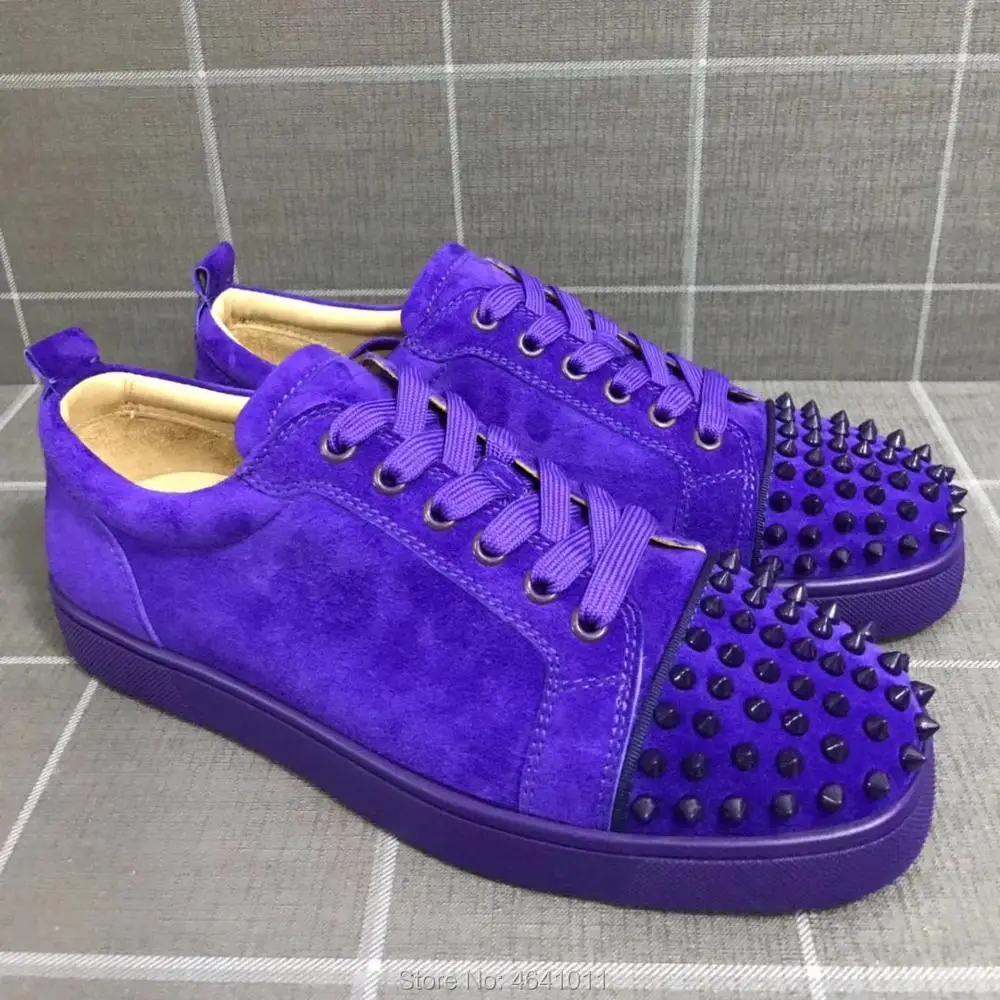 

Low Cut Leisure cl andgz Lace up Blue Purple Rivets Front Red bottom For men Sports Shoes Sneakers leather casual Loafers Flat