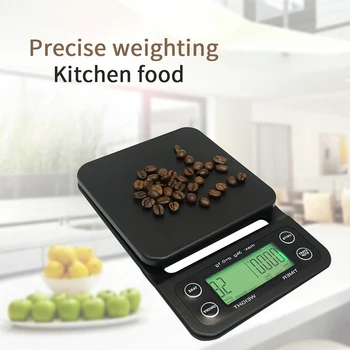 

3KG/0.1G Coffee Digital Kitchen Jewelry Scale Multifunctional LCD Display Timer Weighing Electronic Backlight