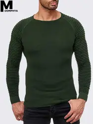 Moomphya 2019 Новое поступление плиссированные рукава О образным вырезом для мужчин свитер пуловеры для женщин уличная хип хоп тянуть homme с
