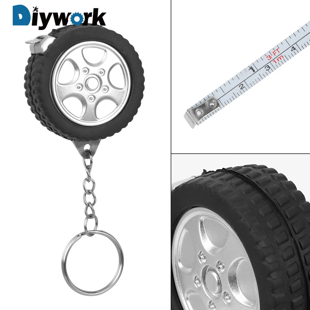 

DIYWORK Sewing Tool Mini Retractable Tape 1m Tape Measure Centimeter/Feet for Travel Camping Tire Shape Keychain Ruler