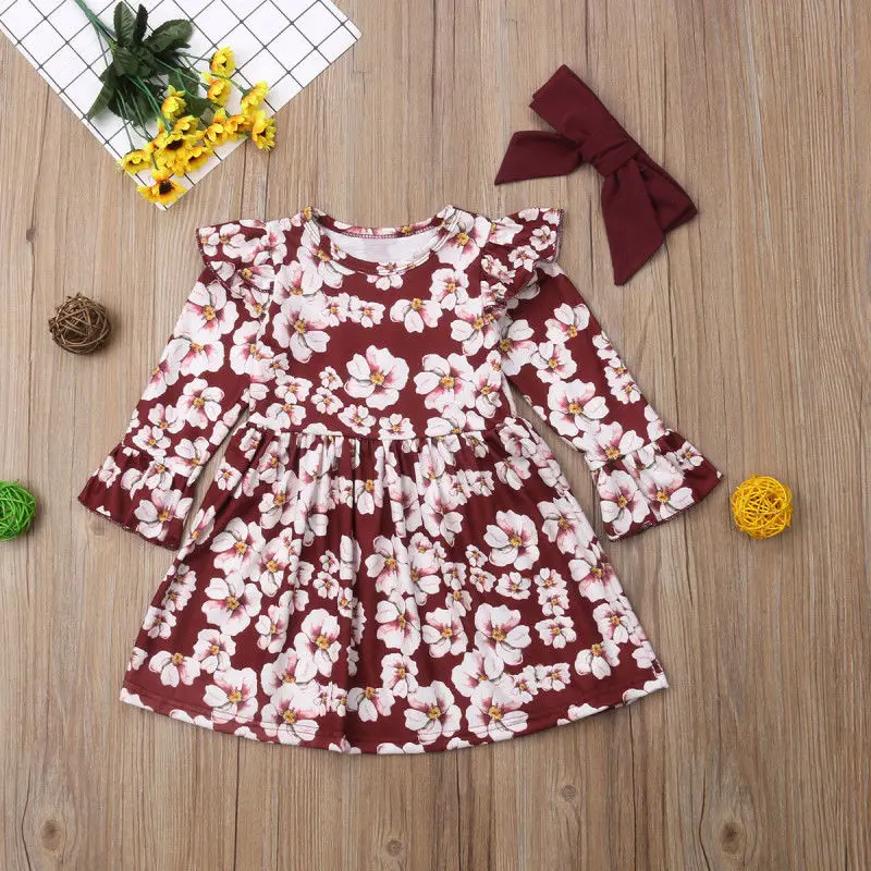 Baby Girls Dress Princess Long Sleeve Dresses Children Autumn Winter Clothing for Kids Christmas Gift Floral Baby Clothes Dress