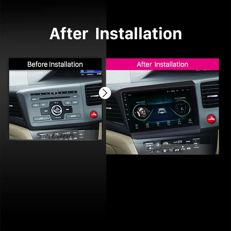 Top Seicane 2din Android 8.1 9 Inch Car Auto Radio For 2012 HONDA CIVIC Right Hand Driving GPS Navigation with WIFI Bluetooth USB 5