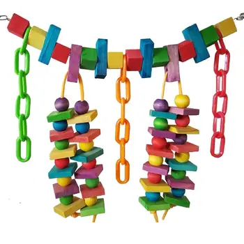 

None Pet Bird Parrot Colorful Block Chain Bridge Ladder Toy Swing
