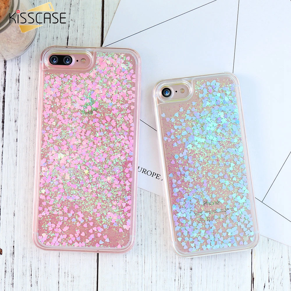 KISSCASE Quicksand Case For iphone 7 8 Plus Cute Sequins Glitter Plastic Back Cover 6s 5s se 5 4s Cases |